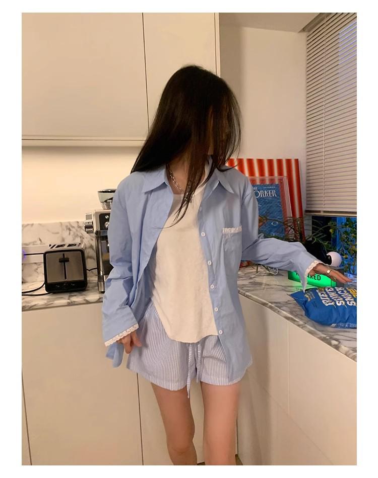 Hong Kong Style Striped Embroidered Drawstring Wide-Leg Shorts for Women - Casual, Versatile, and Lightweight