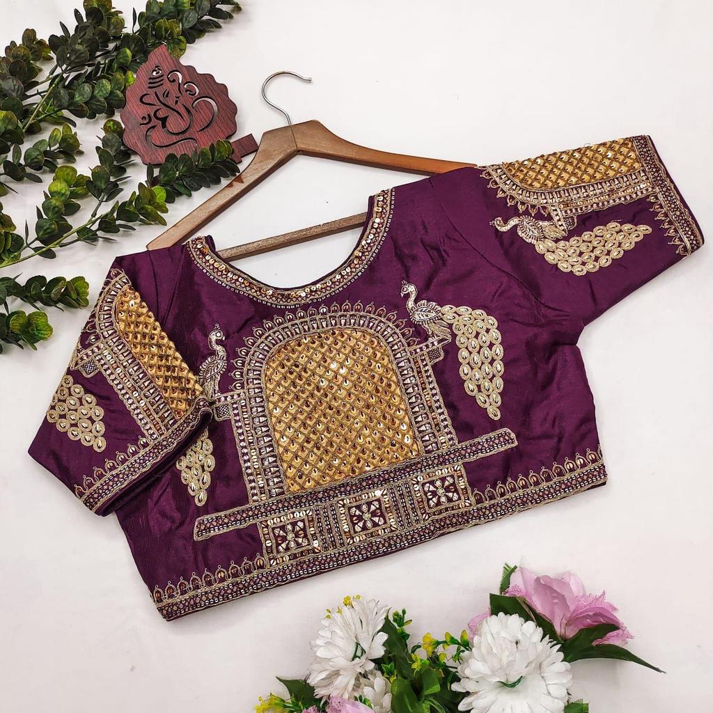 Schwere Braut-Hochzeitsbluse| Bluse zum Tragen mit einem Sari (Größe 46RU, Blusengröße kann auf 52RU vergrößert werden)