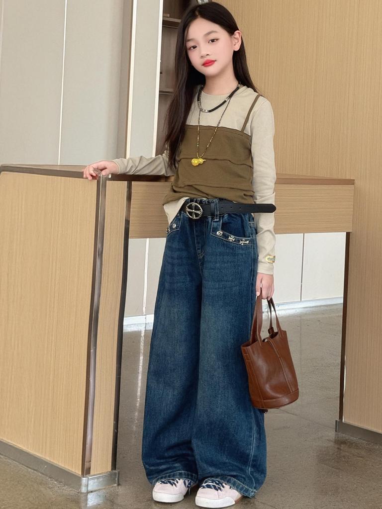 Girls' Wide-Leg Jeans: Versatile Autumn Style for Kids