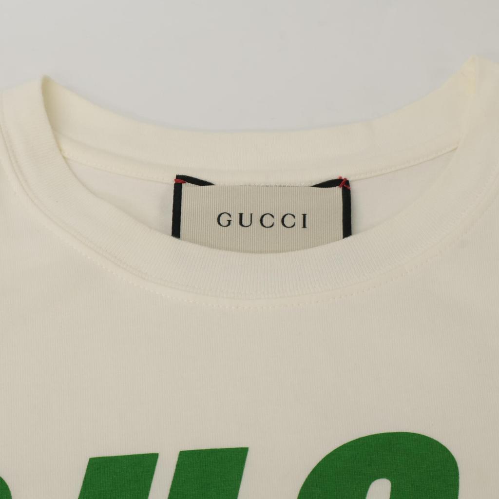 GUCCI 565806 XJAZY White Logo Blade T-Shirt tops S IvoryUsed