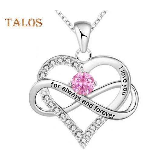 Heart Necklace for Women Romantic I Love You Forever Cubic Zirconia Heart Pendant Necklace for Valentine's Day Anniversary Gift
