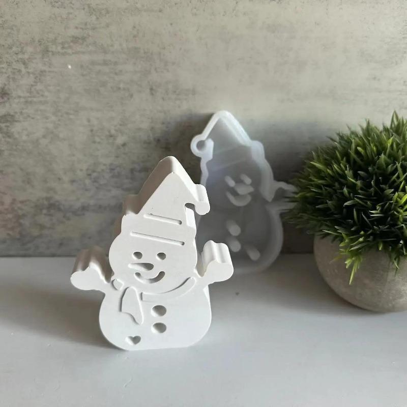 New Snowman Candle Mold Christmas Snowman Shape Cement Gypsum Ornament Mold Epoxy Resin Mould Xmas Gifts