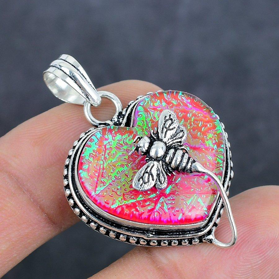 Pendente in Argento Sterling 925 con Opale Rosa Naturale Triplet 1.58" s4V14