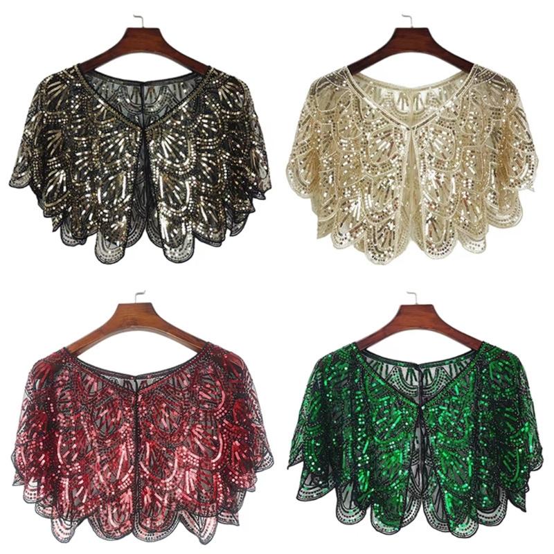 Sequins Lace Shawls Palaces Styles Women Shawls Sunscreen Hollows Out Cloak Tippet for Travel and Shopping