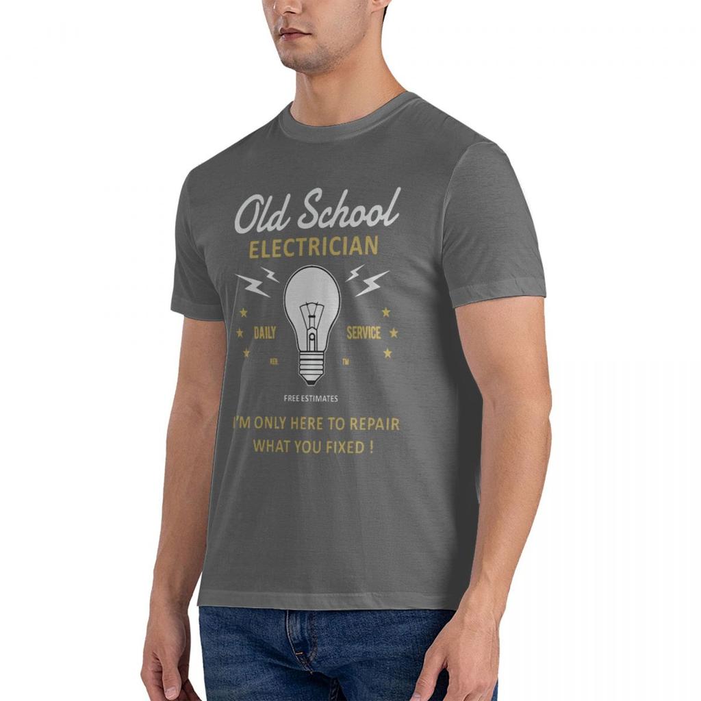 2024 Fashion Funny Novelty Joke Old School Electrician Mens T-Shirt Top Electrical Engineer Tees