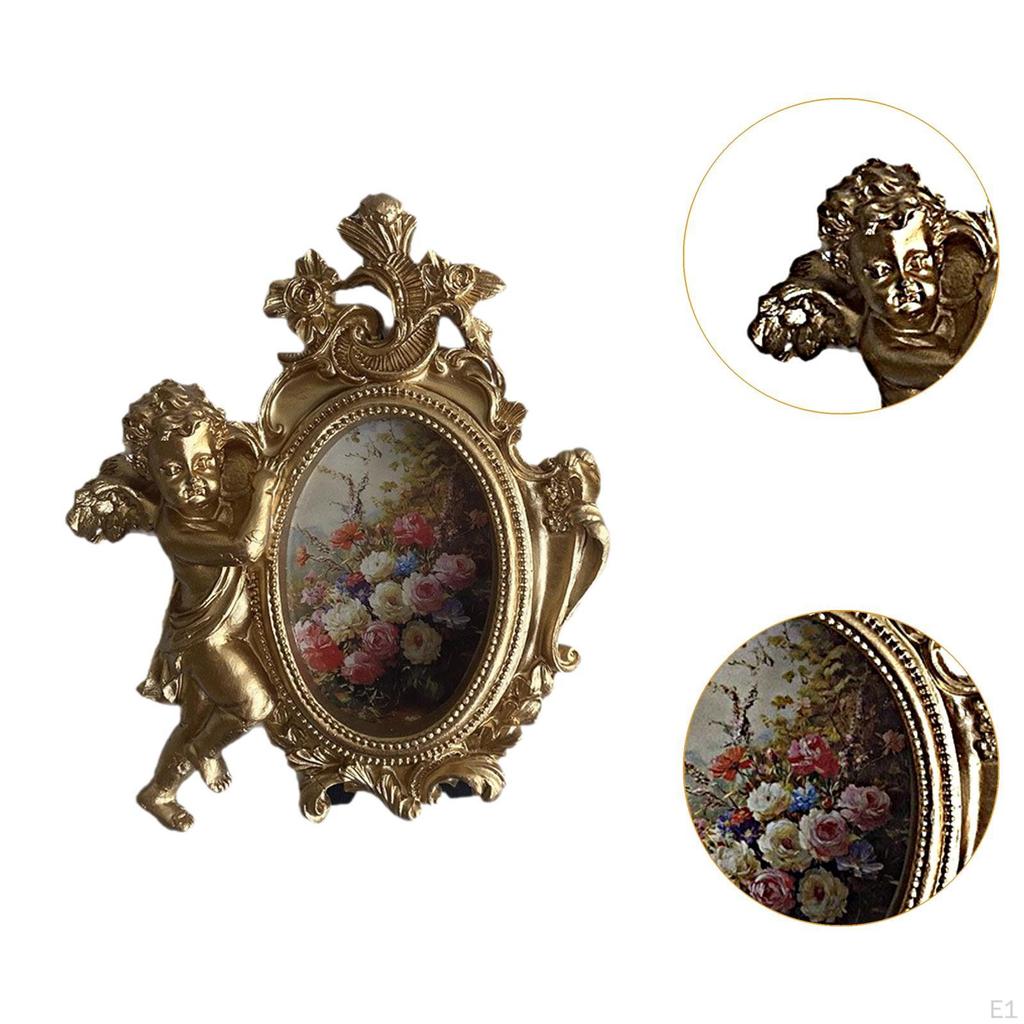 Vintage Goldener Bilderrahmen Foto Dekorativ Elegant Kunst mit Geprägtem Engelmotiv Antik