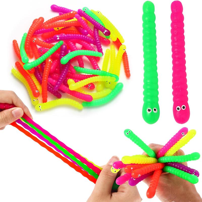 24Pcs Sensory Fidget Worm Stretch Toys Kids Goodie Bag Stuffers Pinata Fillers For Party Regalos Divertidos Para Niños