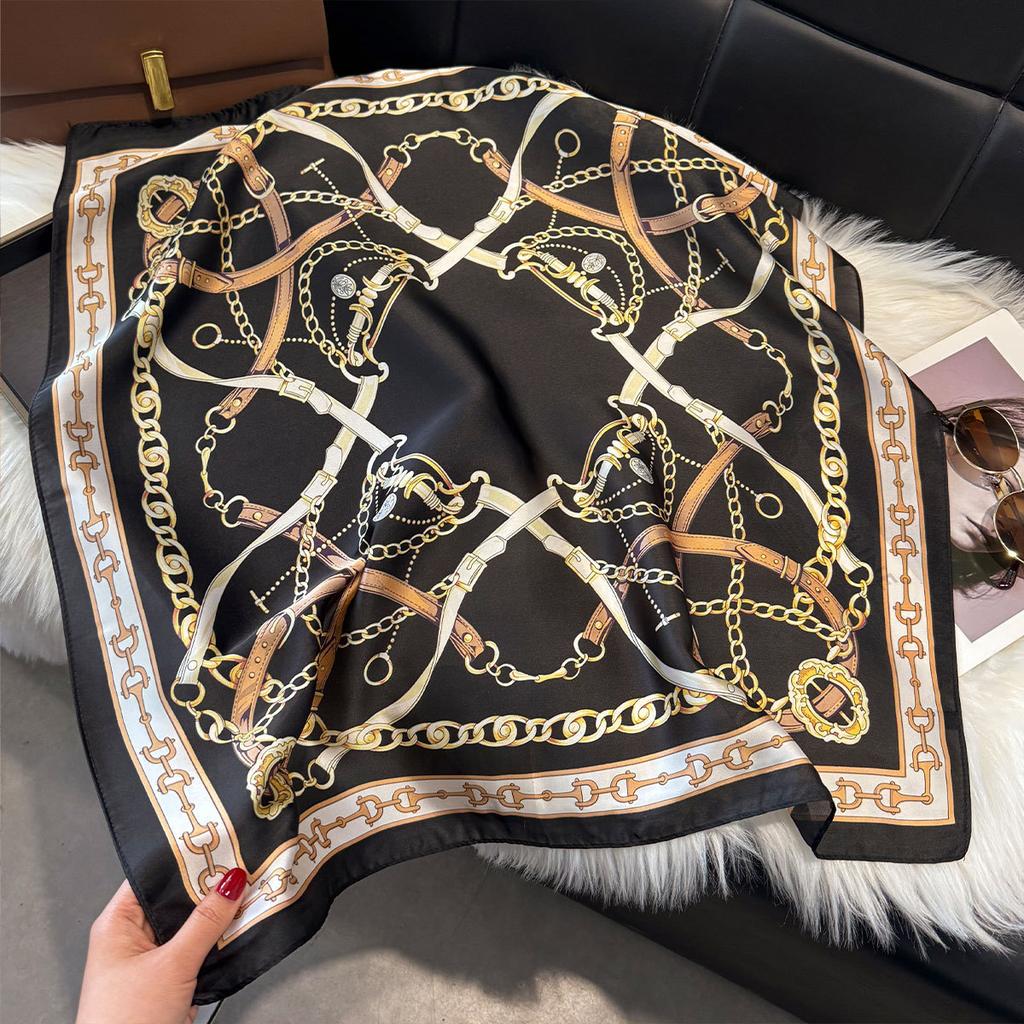 Spring Small Silk Scarf Korean Version Imitation Silk Scarf Women'S Retro Decorative Square Scarf Small Scarf Tied Bag Ribbon