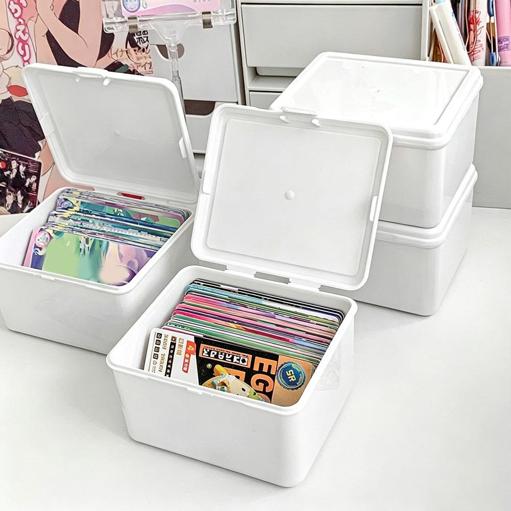 Flip-Lid Card Storage Box Durable Plastic Card Organizer Desktop Container Collectible Card Holder For Trading Game Card