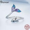 Bamoer Authentic 925 Sterling Silver Dolphin Ring for Women Fine Jewelry Colored Cute Tail Ring Kids Beach Party Gift