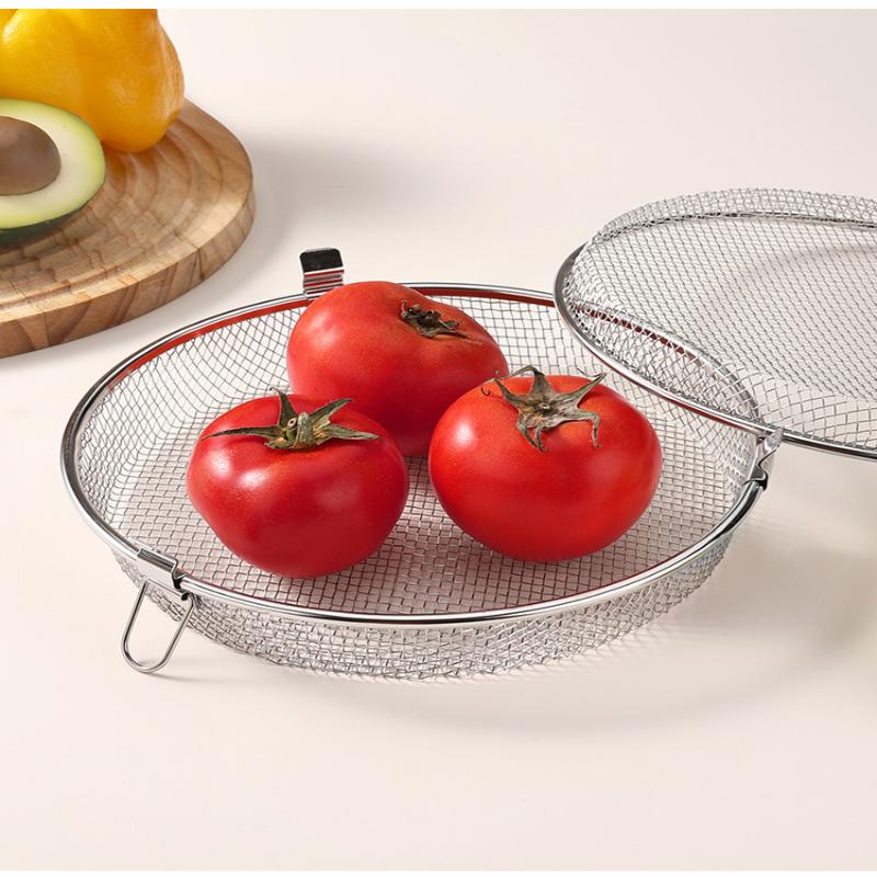 304 Stainless Steel Airfryer Basket Quickly Drain Oil Rust-Proof Draining Basket Safety Multi-Functional Baking Basket