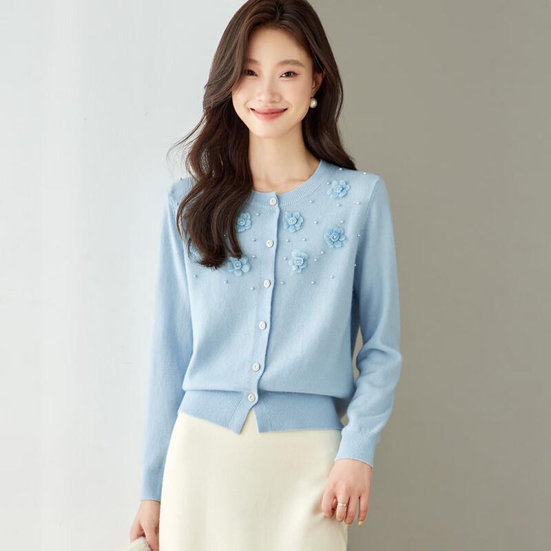 

Женский кардиган Srcr из 100% шерсти с цветочным вязаным узором L