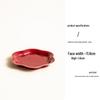 Red Ceramic Dessert Plate: Retro Chinese Pastry & Fruit Display Dish
