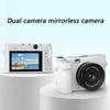 4K Mirrorless Digital Camera 18X Digital  75MP Front Rear Double Lens 9 Shoot Mode Portable USB Rechargeable Battery