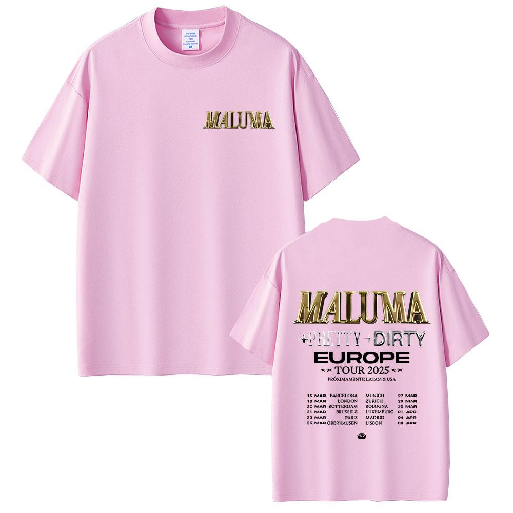 Rapper Maluma Pretty Dirty Europet Tour 2025 T-shirt Men Women Fashion Vintage Oversized T Shirts Male Hip Hop Rap Streetwear