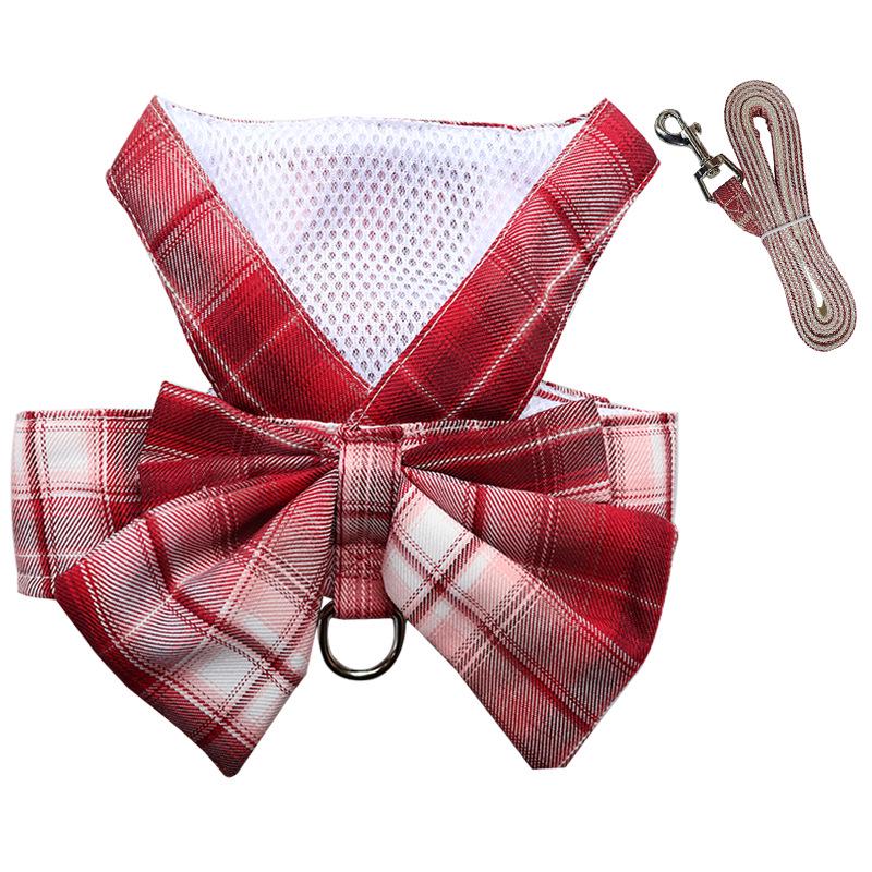 Pet Plaid Skirt Vest Harness & Leash Set for Dogs & Cats