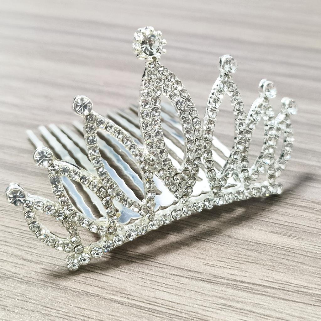 Korean Children's Crown Comb Accessories Girls' High End Crown Korean Version Princess Birthday Rhinestone Hair Accessories