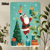 Tin Sign Santa Claus Flying Over Christmas Gifts In Snowflakes Vintage Holiday Metal Wall Decor Festive Xmas Party Home Bar Ga