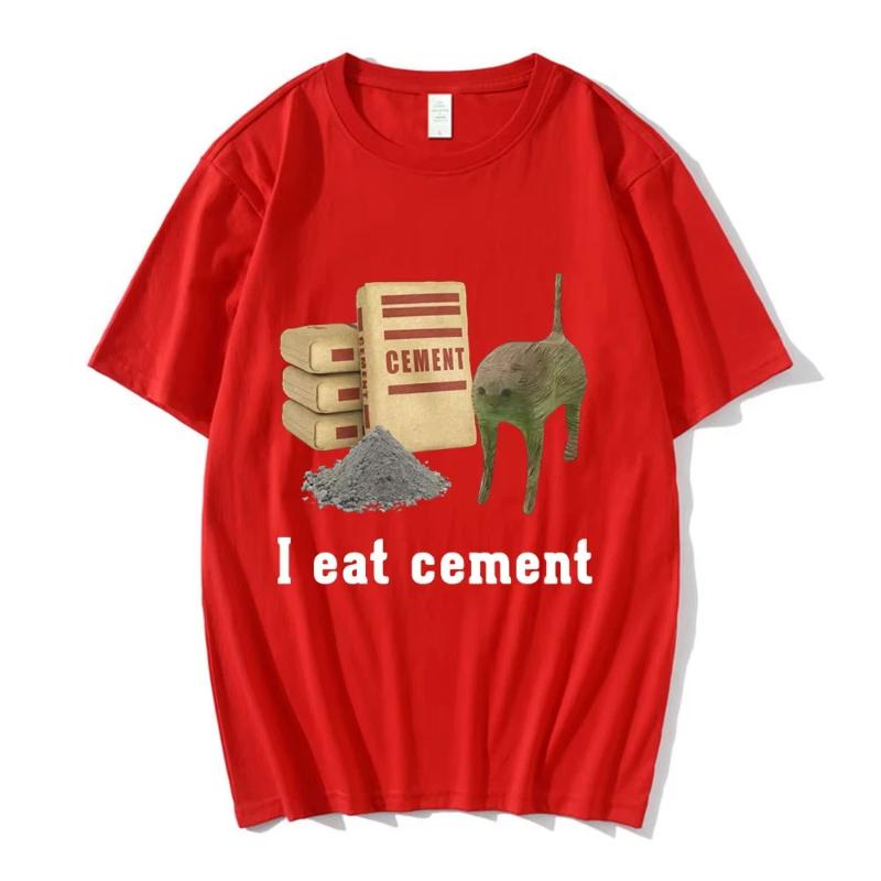 I Eat Cement Cat Funny T Shirts Clothing Fashion Vintage Short Sleeve T Shirts High Quality Loose T-shirts Summer Unisex Top