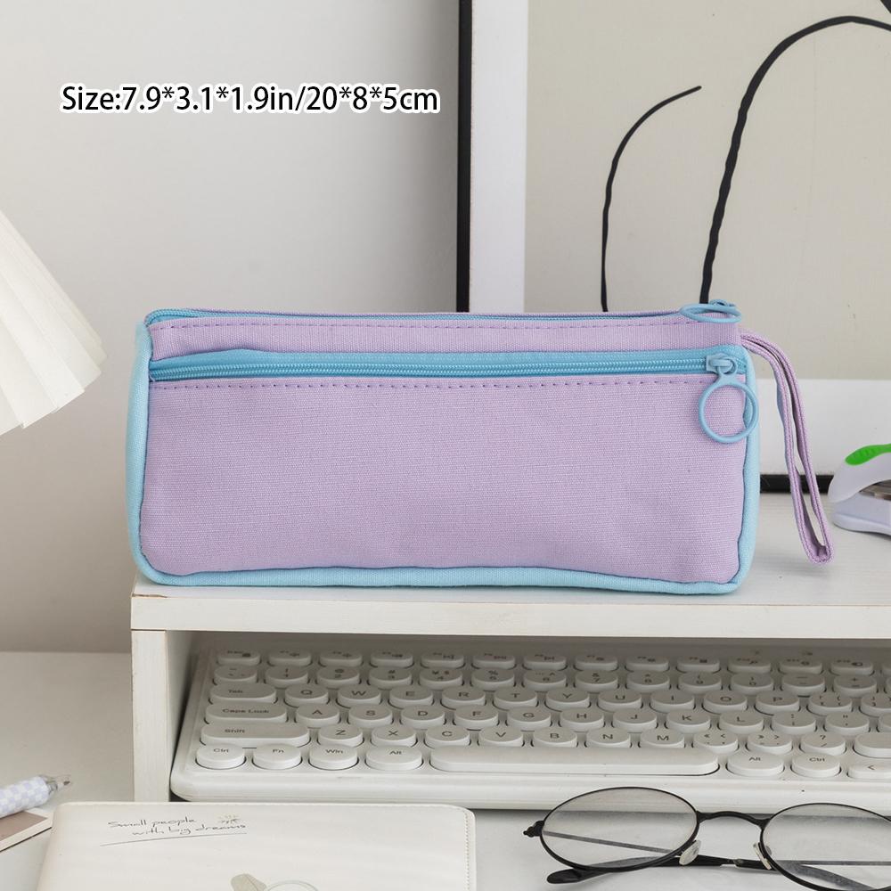 Korean Version Color Blocked Student Pencil Case, Cute Stationery Bag, Large Capacity Stationery Storage, Simple Pencil Case