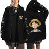 Japanese Anime ONE PIECE Hoodies Men Kawaii Harajuku Manga Graphic Zipper Coats Monkey D. Luffy Printed Streetwear Sweatshirts Unisex Pullovers Tops