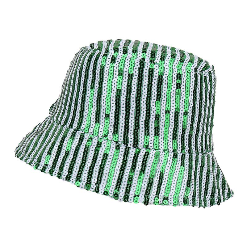 Modny kapelusz rybacki w paski z cekinami dla dzieci, wszechstronny kapelusz przeciwsłoneczny na zewnątrz, dekoracja sceniczna