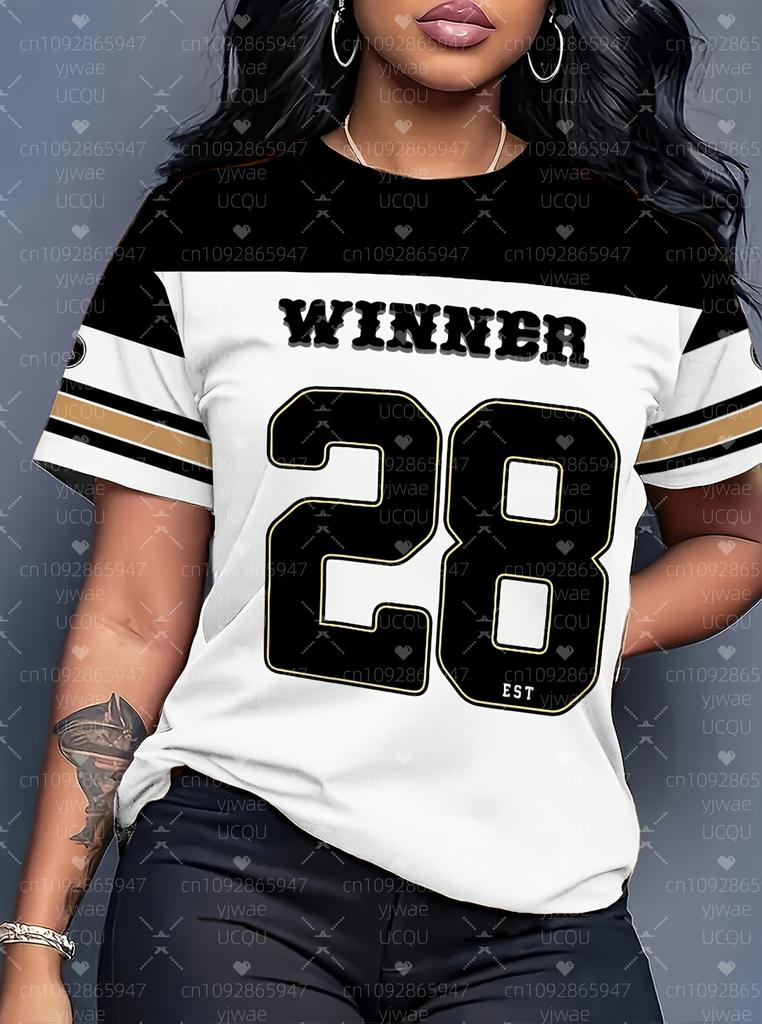 Summer Women's Casual Printed Crew Neck Short Sleeve T-Shirt, Everyday Top, Creative Crew Neck T-Shirt, Casual T-Shirt