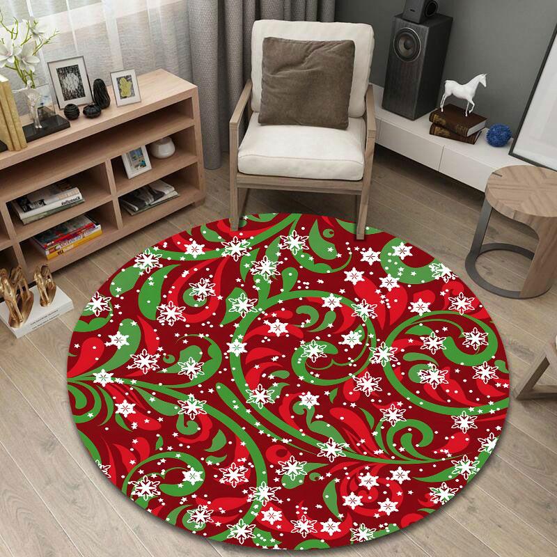 Nordic Round Rainbow Multicolor Rug Pad, Non-Slip Floor Mat for Dining Room