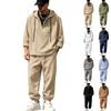 Herren Lässiges Leinen Hoodie und Jogginghose Set Zweiteiliges Outfit, Atmungsaktiv und Vielseitig für den Alltag