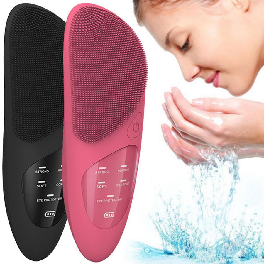 Waterproof Electric Sonic Facial Exfoliating Cleanser Silicone Facial Cleansing Brush Ultrasonic Electric Face Cleansing Device
