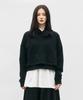 Layered Cotton Crop Hoodie Black