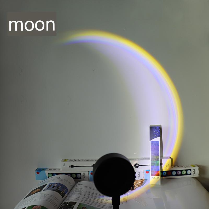 Sonnenuntergangslicht, Sonnenuntergangslicht, Regenbogen, sieben Farben, Projektionslicht, kreativer USB-Live-Hintergrund, Umgebungslicht, Neuheit, Heimlicht-Hintergrunddekoration