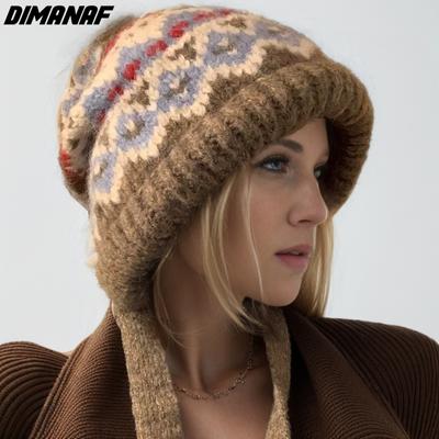 DIMANAF 2024 Winter Women Hat Knitted Woolen Liner Hat Thick Warm