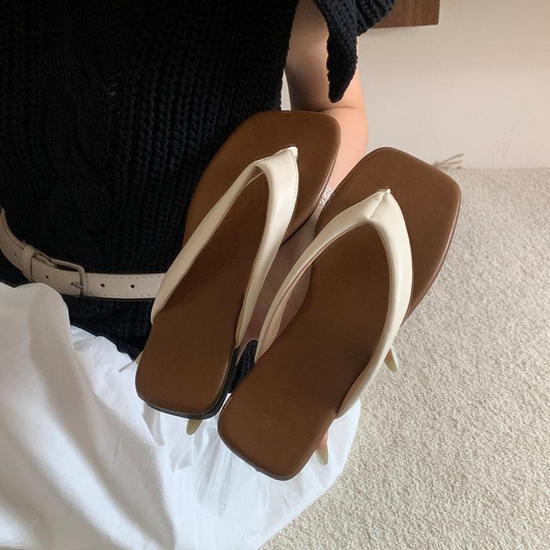 Fashion Summer Beach Flip flops Women Flats Slides Slippers Shoes Female Footwear Fashion Square Toe Ladies Flats Slippers Sandals Shoes