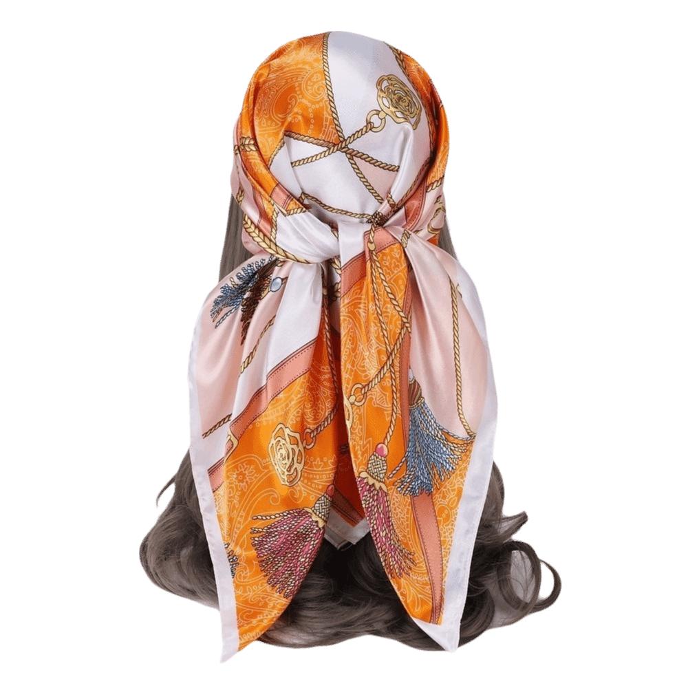 Silk Imitation Head Scarf 90x90cm Silk Scarves Trendy Hair Scarf Headband  for Women
