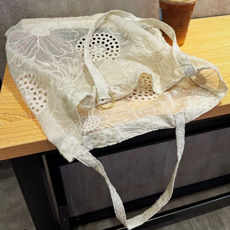 

Сумка шоппер вышивка новая сумка фея вместимость литературная шоппинг сумка 2025 полая вышивка с пустыми руками большая