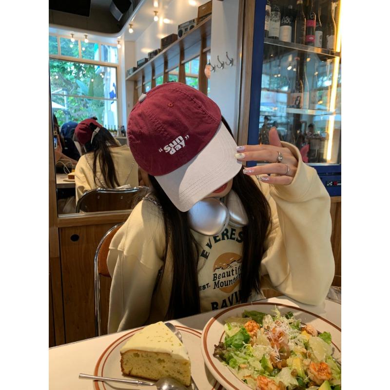 Small niche color blocking design baseball cap, personalized Korean outdoor sports hat,men's and women's adjustable duckbill cap