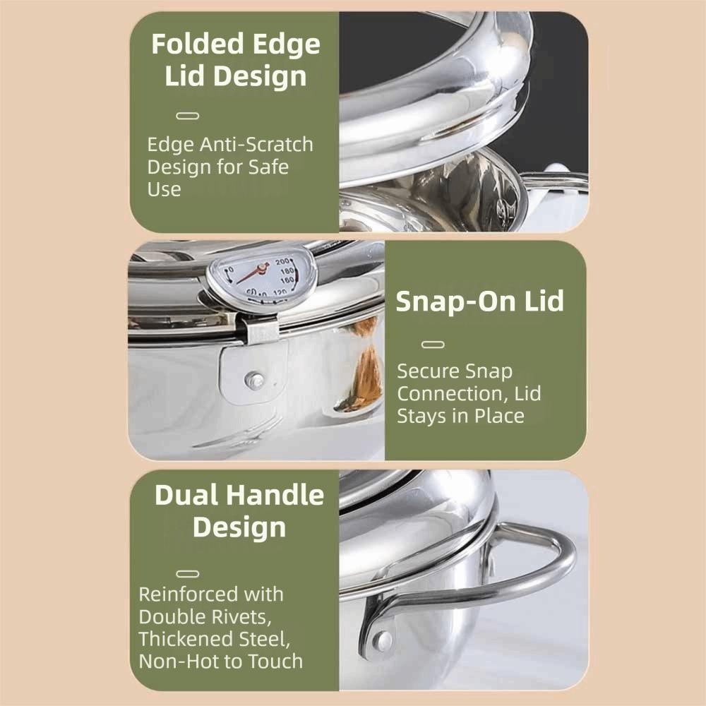 Stainless Steel Tempura Fryer Pan 2.2/3.2/4.2L Fryer Pot Mini Cooking Fryer Household Cooking