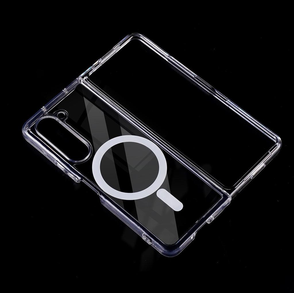 Applicable to Samsung zflip6 mobile phone case magnetic suction ZFold6 all-inclusive anti-drop folding screen transparent acrylic protective case