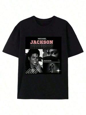 1pcs Men's T-Shirt, Classic Michael Jacksons King Of Pops T-Shirt, Men Fashion Rock T-Shirt, 100
