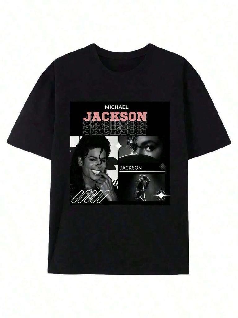 1pcs Men's T-Shirt, Classic Michael Jacksons King Of Pops T-Shirt, Men Fashion Rock T-Shirt, 100