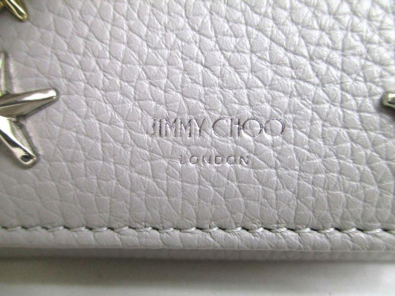 Authentic Jimmy Choo Plastic Stars Gray Leather Trifold Wallet Compact Wallet NEMO #a354  Refurbished