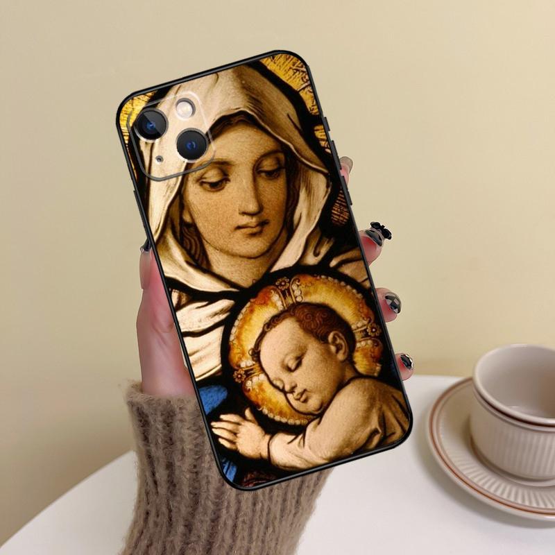 Holy Mother Virgin Mary Christian Phone Case For iPhone 15 Pro Max 11 12 13 14 16 17 Pro Max mini Plus 16e 17 Air Cover Funda
