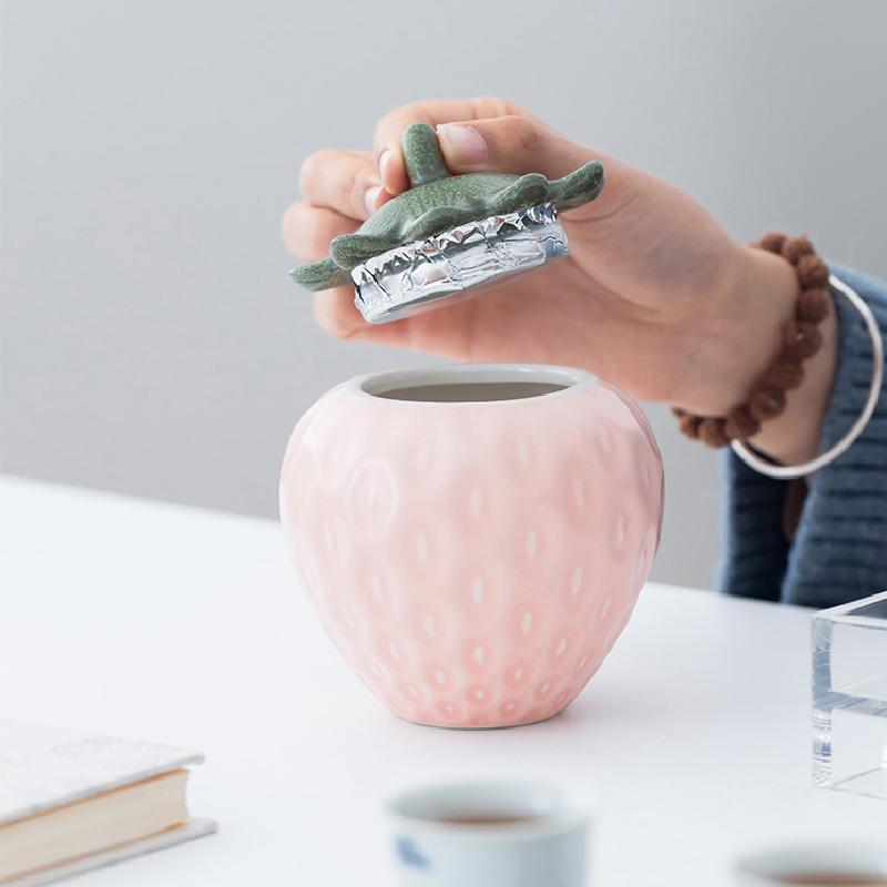 Barattolo Decorativo a Forma di Fragola in Ceramica Barattolo Creativo Sigillato Tavolino del Salotto Arredamento per la Casa Regalo per Coppia di Sposi