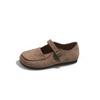 Retro square head shallow mouth single shoes women's spring new soft-soled shoes one-word buckle Mary Jane