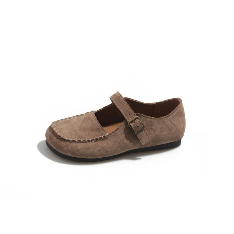 Retro square head shallow mouth single shoes women's spring new soft-soled shoes one-word buckle Mary Jane