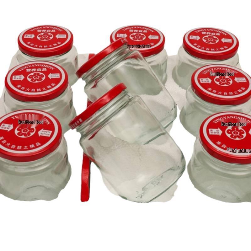 Heat-Resistant Glass Canning Jar with Lid - Tomato Sauce Storage Bottle