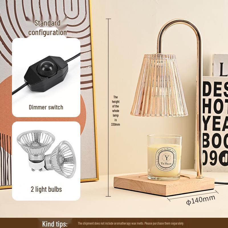 Flameless Aroma Wax Melter Lamp with Timer & Dimmer - Retro Bedroom Bedside Table Diffuser
