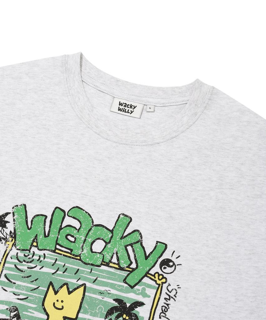 WACKY WILLY Kiki Vacation Graphic Short Sleeve T-Shirt Light Grey