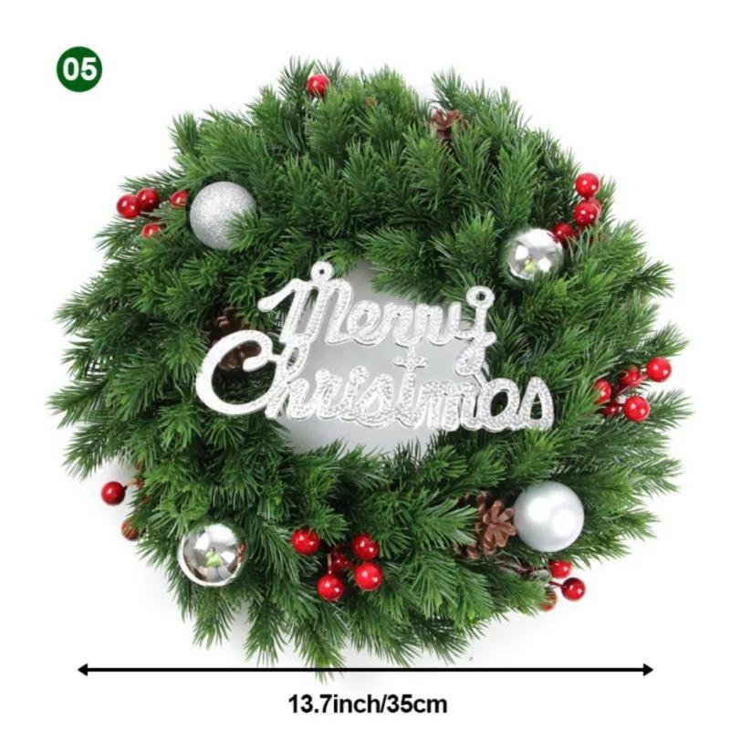 35cm Merry Christmas Wreath Front Door Artificial Pine Needle Snow Garland Christmas Decoration New Year Navidad Home Decor